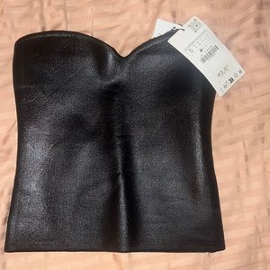 Zara Black Knit Bustier Top Size S